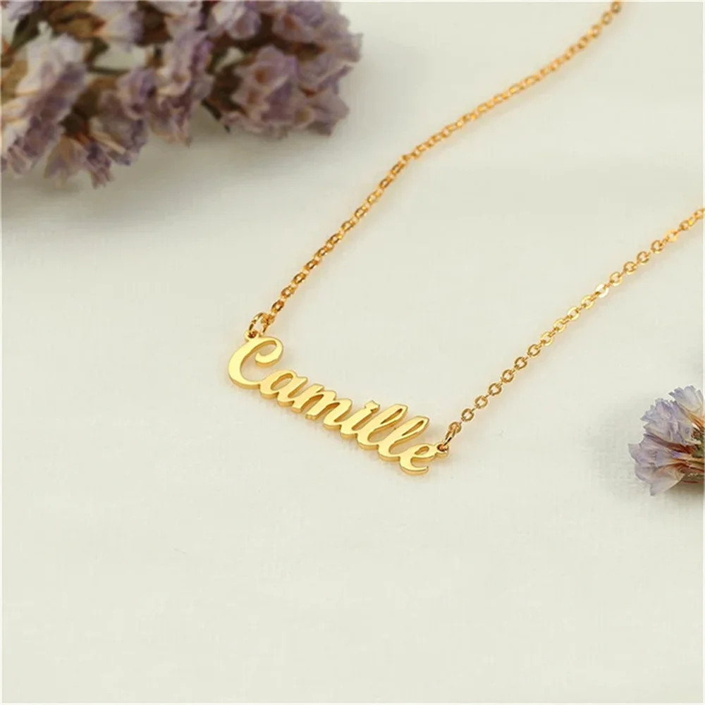 custom name necklace for Women Personalized Nameplate pendant Stainless Steel Gold cross chains necklaces fashion Jewelry gifts