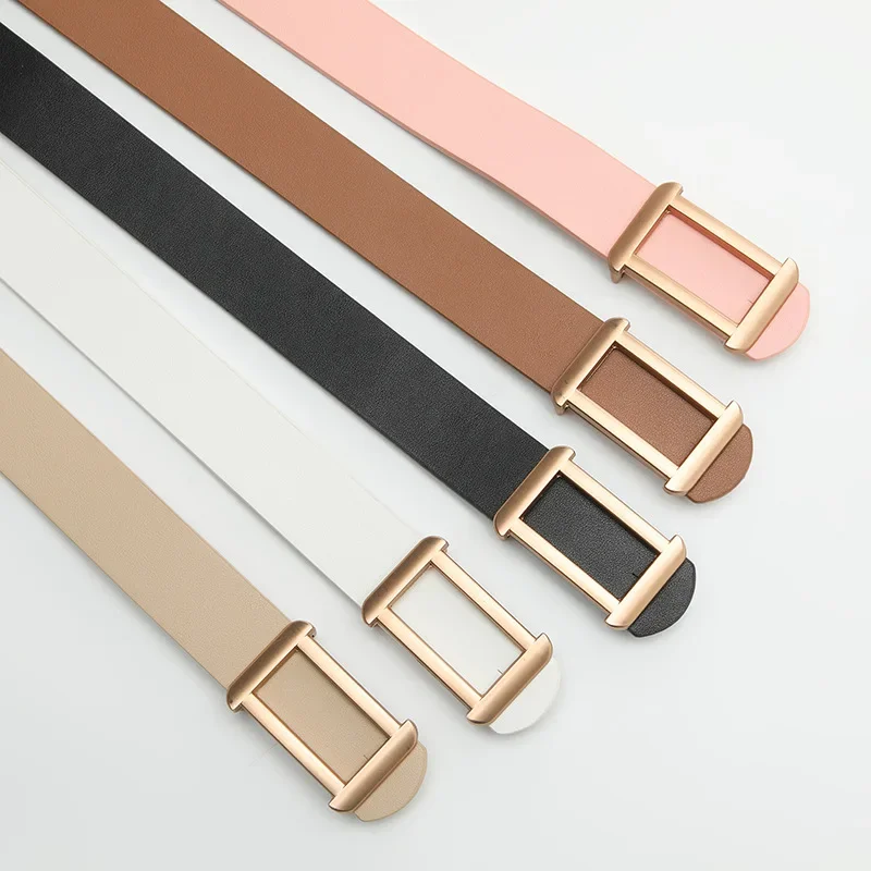 2.8X103cm Soft Pu Leather Belts Advanced Sense Rectangle Metal Buckles Female Retro Belt for Women Jeans Dress Waist Decoration