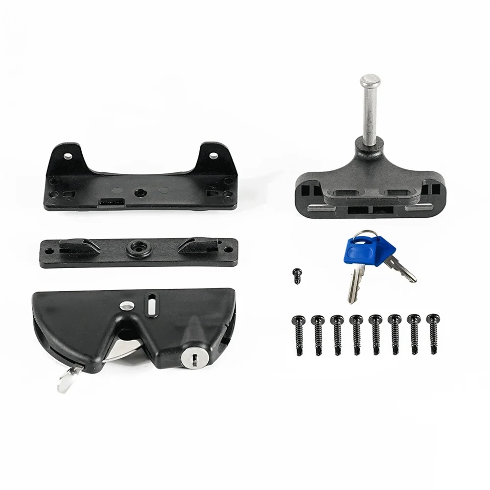 Black Self Locking Gate Latch Made of Nylon and Stainless Steel for Horizontal Vertical Adjustment on Wood Metal