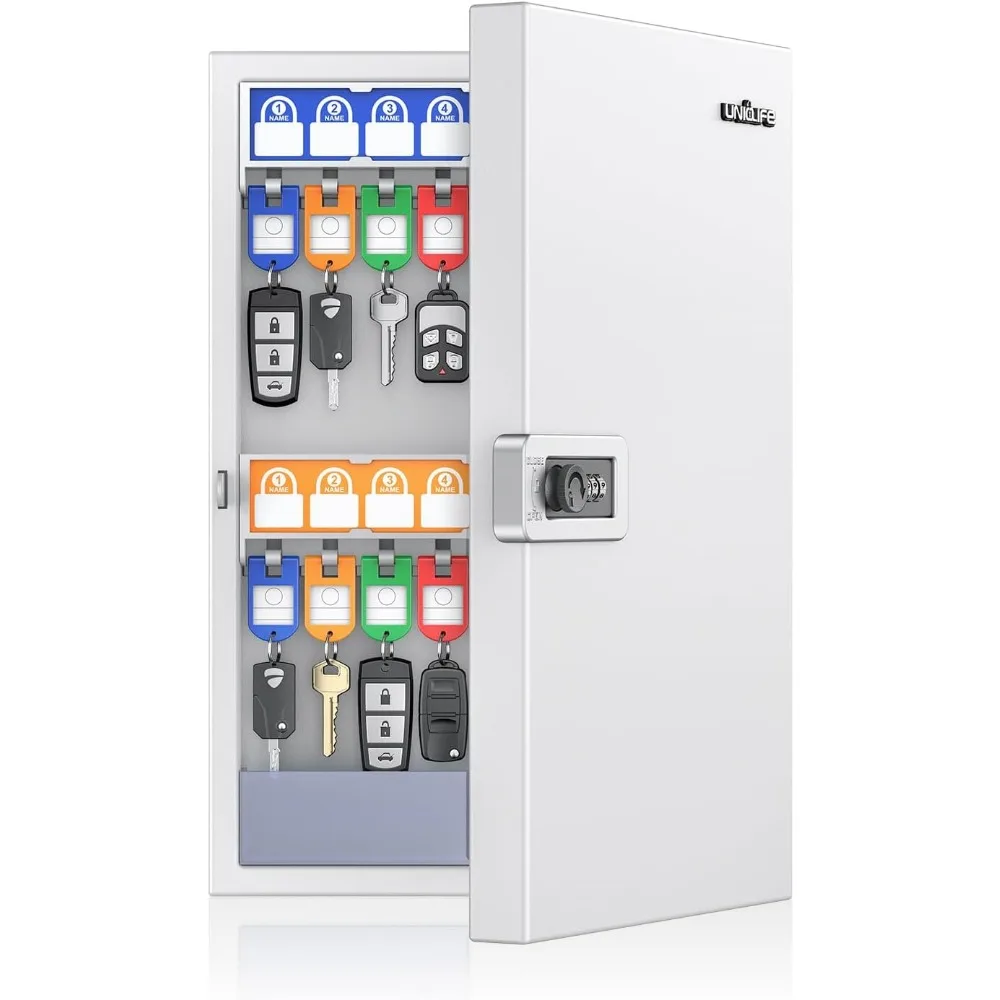 

Wall Mount Key Lock Box for 32 Keys with Combo Lock and Writable Tags Office Security Storage