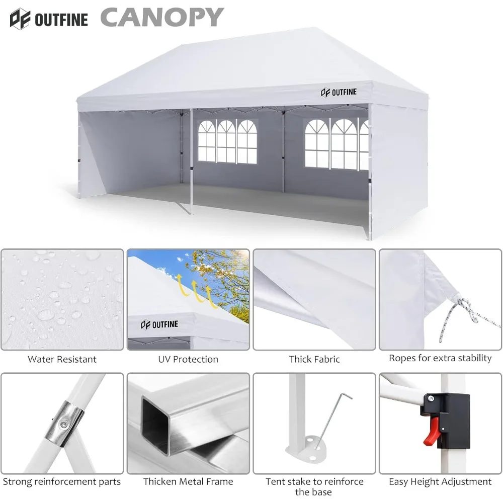 Canopy 10X20  Up Canopy Gazebo Commercial Tent with 4 Removable Sidewalls,Stakes X12, Ropes X6 for Patio Outdoor Party Events