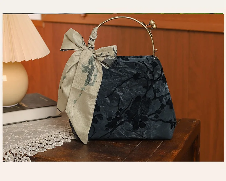 Imagem -03 - Bolsa Hanfu Chinês Tradicional para Mulheres Bolsa Jacquard de Veludo Estilo Antigo Bolsa de Mão Qipao Banquete Bolsas de Designer de Luxo para Senhoras