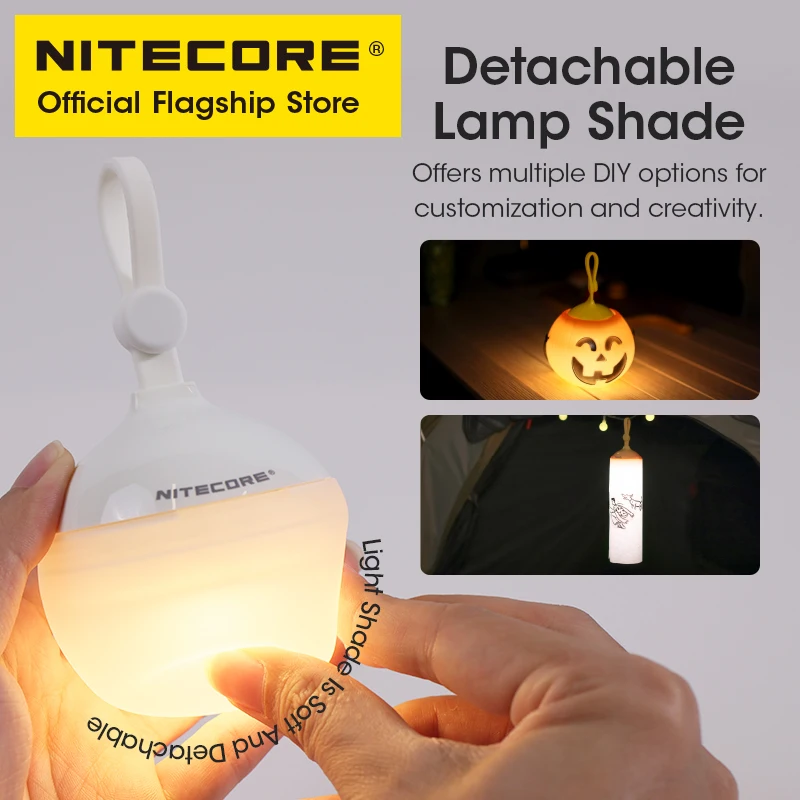 NITECORE Bubble Camping Lantern Read Table Night Light 100 Lumen Portable LED DIY Detachable Lamp Shade Emergency Tent Lamps