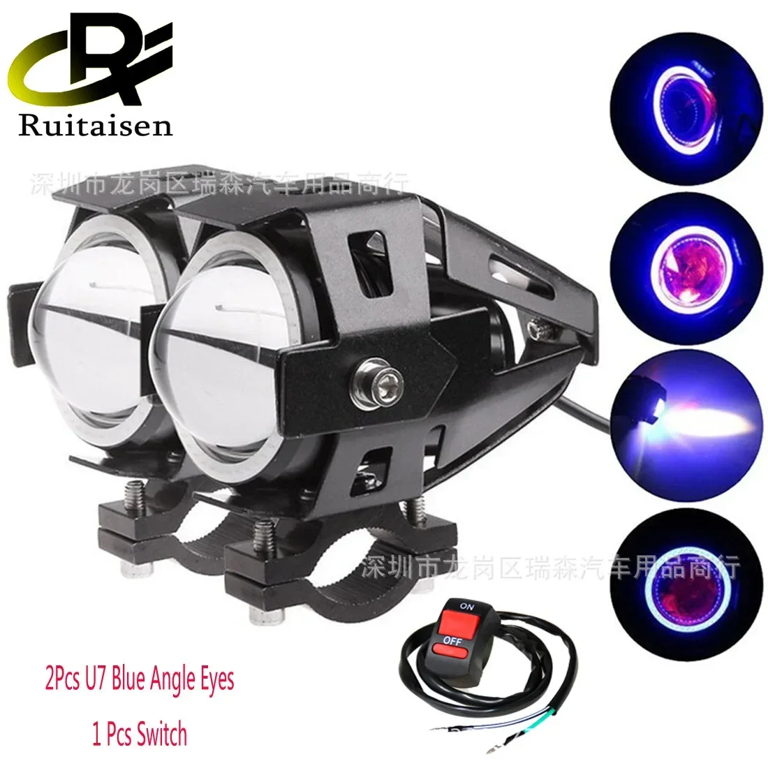 

Портативные мотоциклетные фары 2025 года, светодиодные фары для электромобилей, модифицированные противотуманные фары, лазерные фары U7, фары Angel Eyes