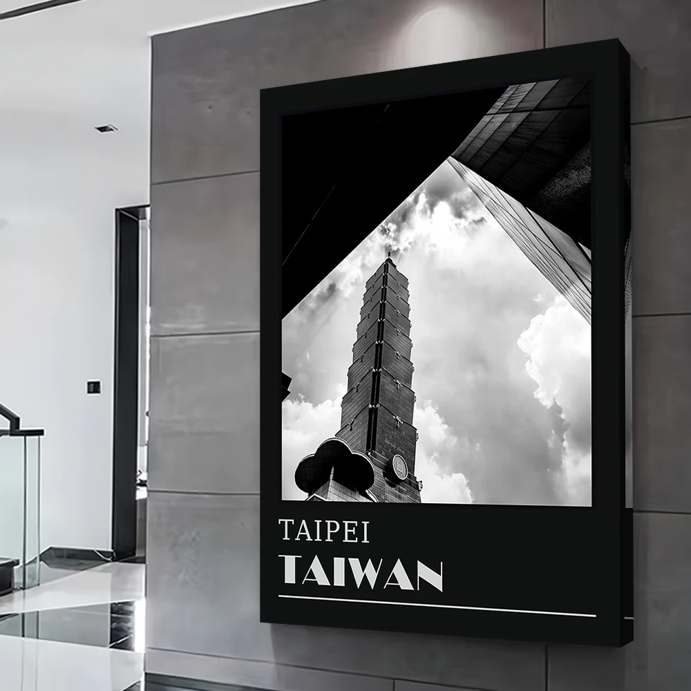 تايبي 101 ناطحة السحاب صور السفر المشارك تخصيص مطبوعة قماش اللوحة جدار الفن هدية للديكور الداخلي غرفة الألعاب #2