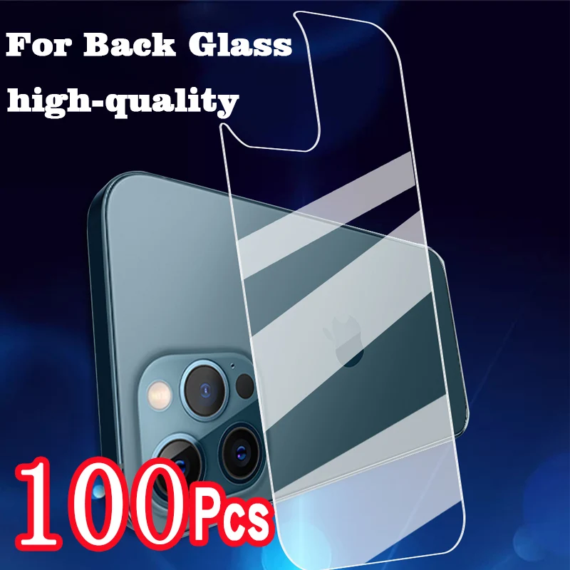 100Pcs High Quality Tempered Back Glass For iPhone 13 12 11 14 Pro X XS Max XR 7 8 14Plus Protective Screen Protector Glass Film