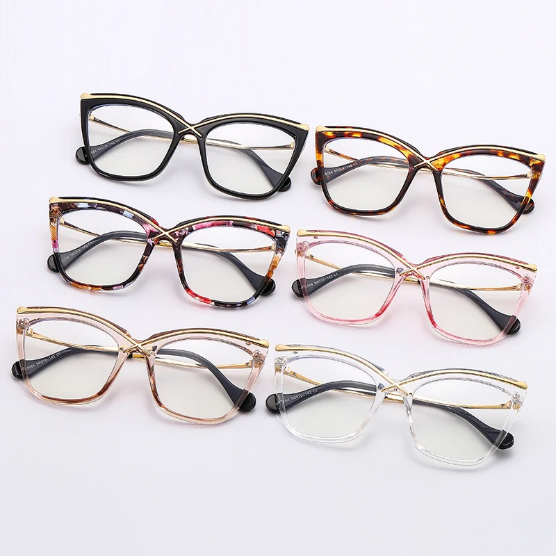 New Fashion Retro Designer Anti Blue Light occhiali da donna Metal Cat Eye Frame Brand Quality Trend Clear Reading Computer Eyeglass