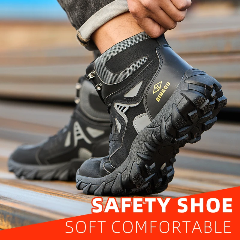 Puncture Proof Anti-skid Steel Toe High Top Work Shoes Anti-Smashing Steel Toe Safety Shoes Puncture Proof Work Shoes