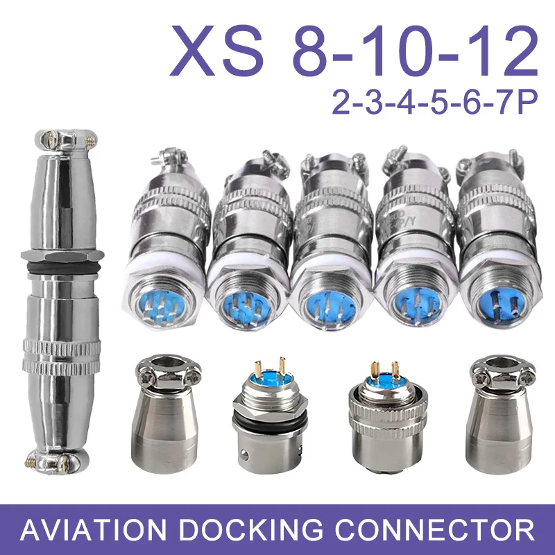 XS8 XS10 XS12 Aviation Connector Push-Pull Circular Quick 2Pin3Pin4Pin5Pin Gold Plated Contact Male And Female Plug 3A 250V