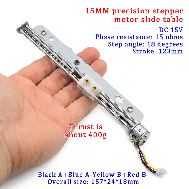 

Линейный привод 123 мм, микро 15 мм, линейный шаговый двигатель с гайкой, двухфазный четырехпроводной шаговый двигатель, 3D-принтер «сделай сам»