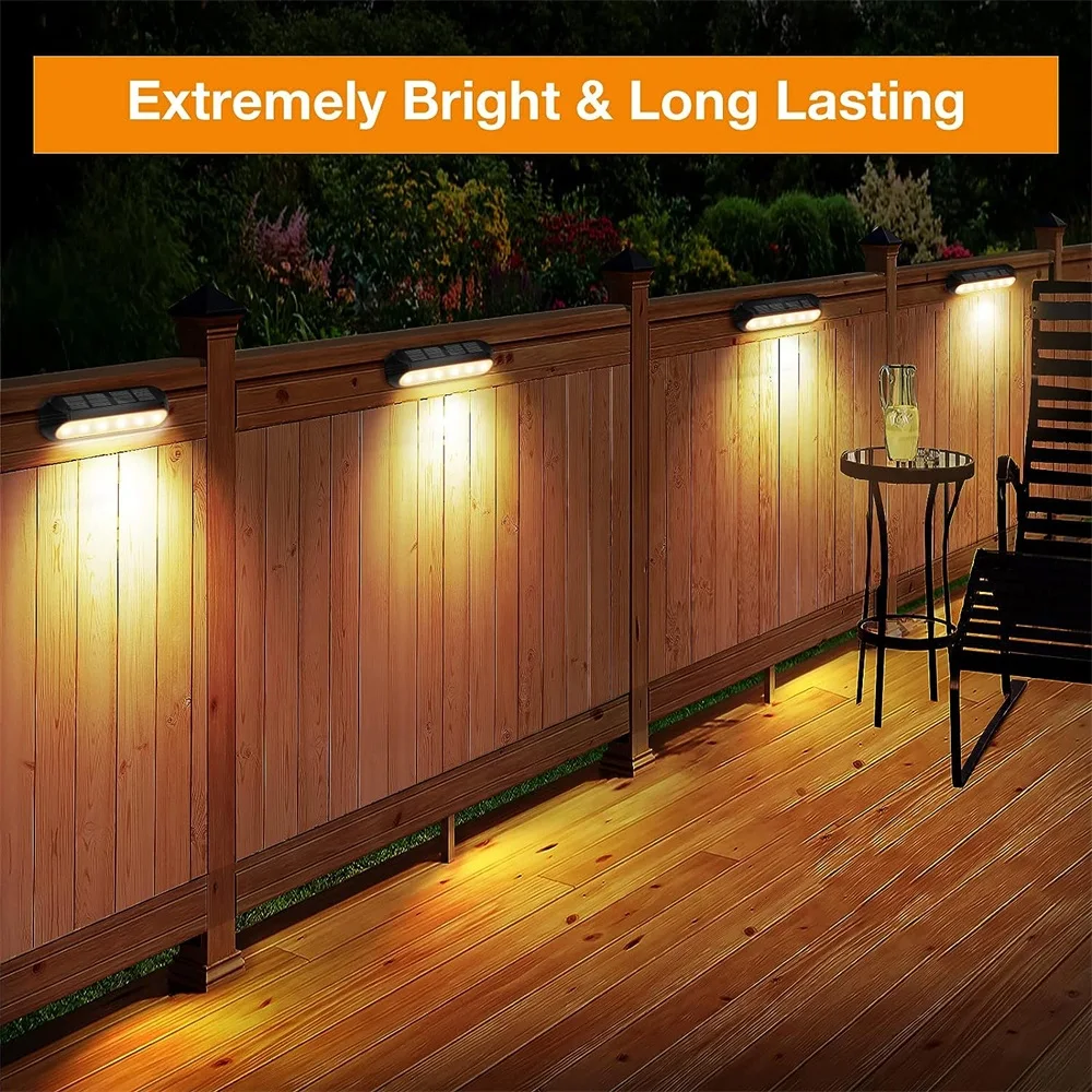 4 Pack Solar Powered LED RGB Lights for Outdoor Garden Decoration Waterproof Deck Fence Lights Stairs External Wall Decor Lamp