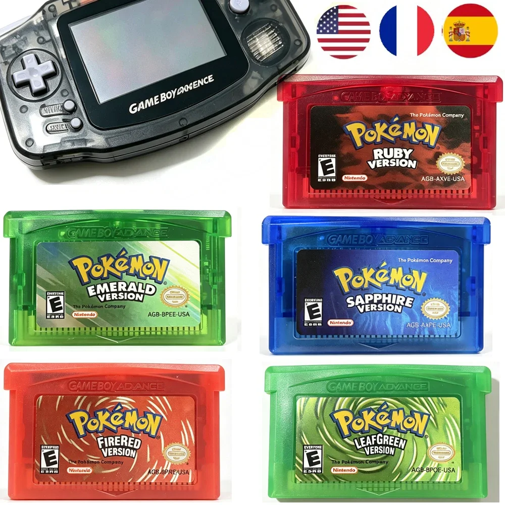 GBA Game Pokémon Series 32 Bit Video Game Cartridge Console Card Pokémon Emerald Ruby FireRed LeafGreen Sapphire Multi-language