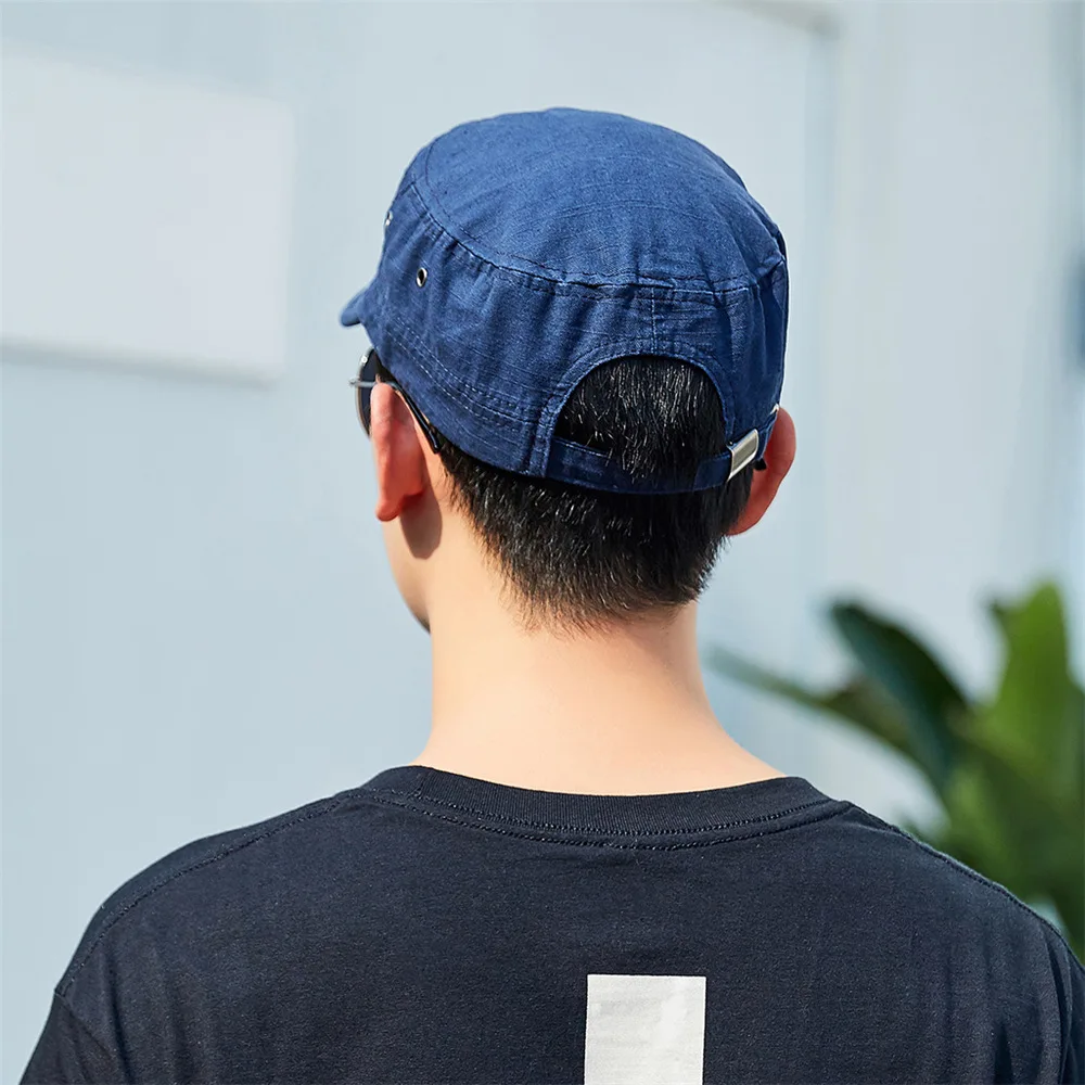 TOHUIYAN Classic Washed Cotton Cadet Army Cap Men Women Gorras Planas Sailor Patrol Fatigue Hat Summer Autumn Bone Military Hats