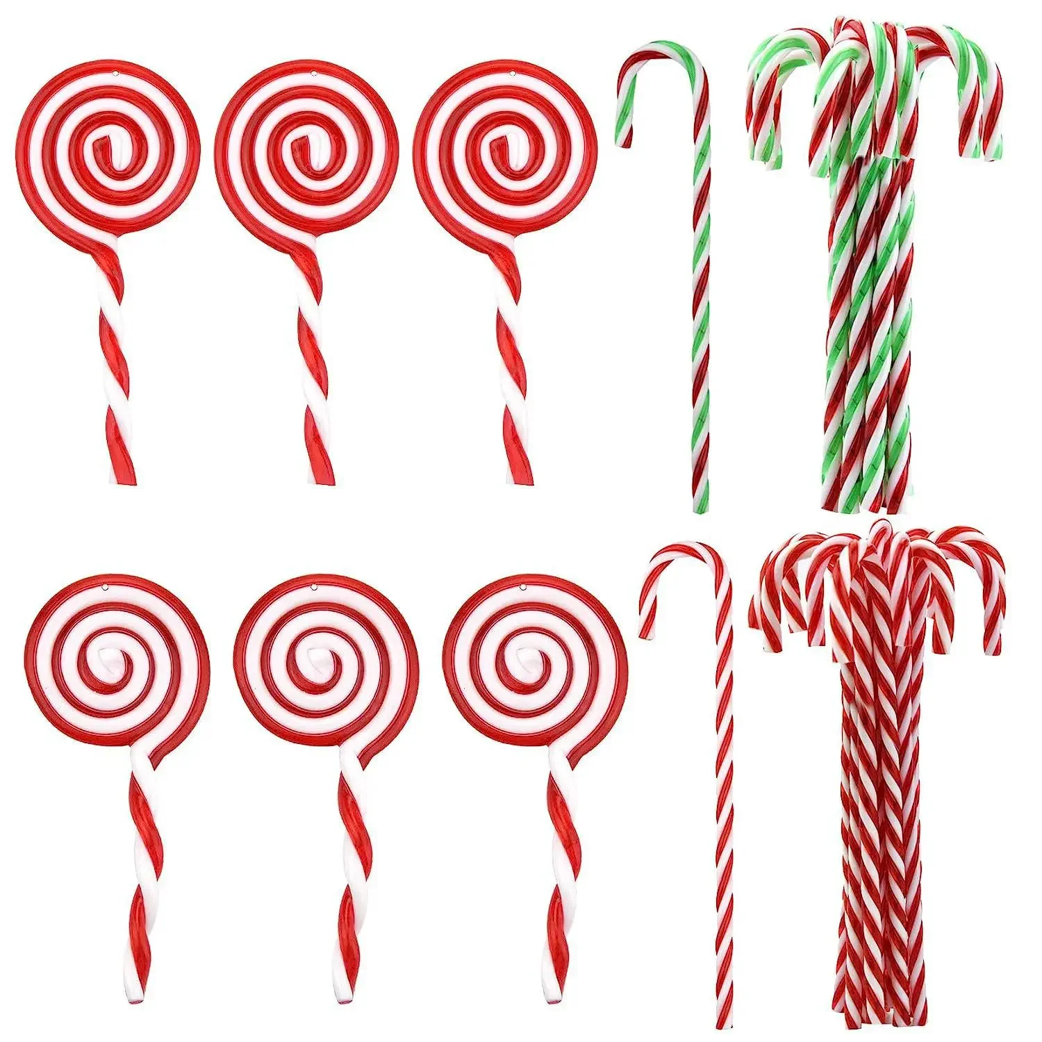 6Pcs Mini Candy Canes Miniature Christmas Tree Decoration Peppermint Swirls Pendant DIY Scrapbook Craft Gift Home Party Navidad