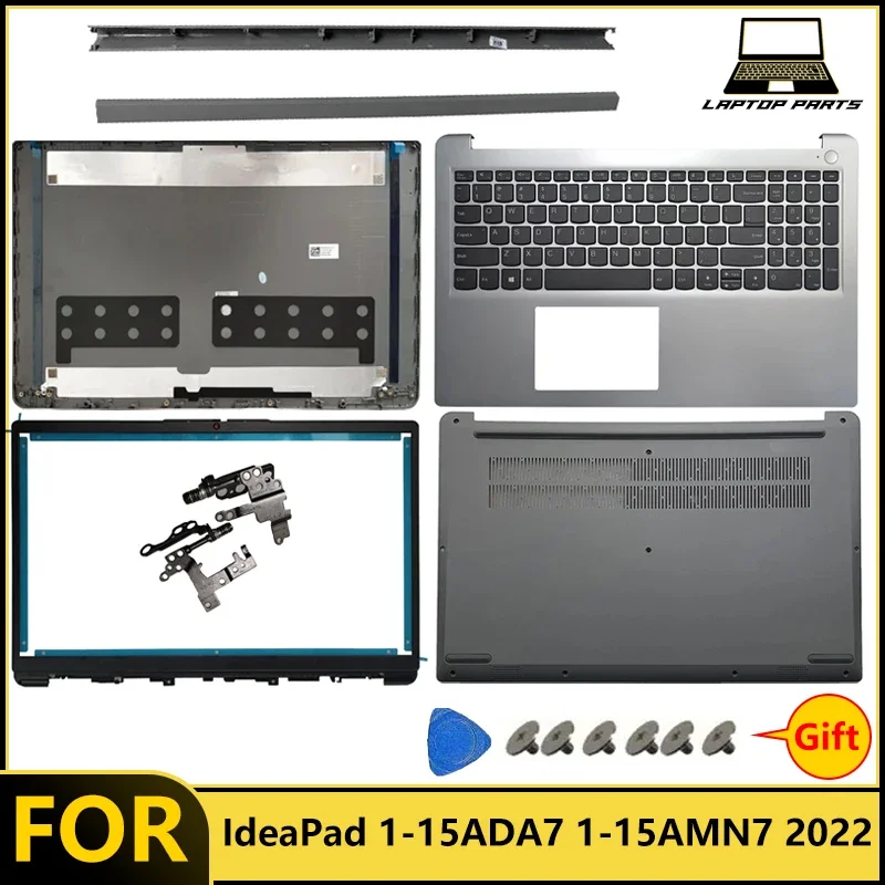 ‌FOR IdeaPad 1-15ADA7 1-15AMN7 2022 Laptop Bottom Case Palmrest Bezel Hinge LCD Back Cover Top Cover Front Bezel US Keyboard