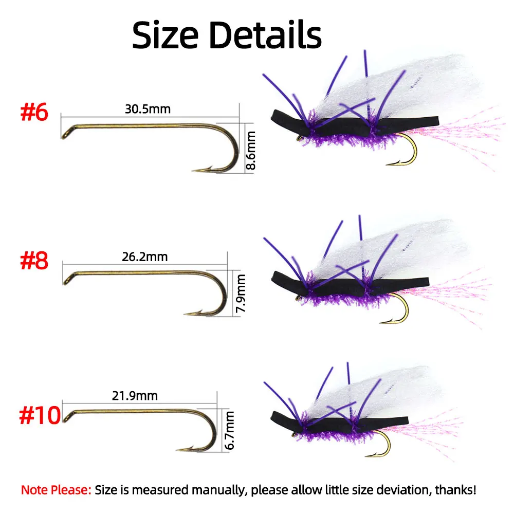 ICERIO 4PCS Fly Fishing Purple Chubby Chernobyl Flies Floating Foam Hoppers Dry Flies Lures for Trout Pike Bass