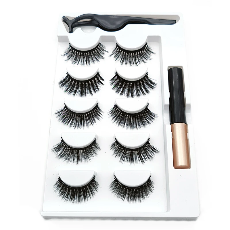 2Boxes/10Pairs Magnete False Mink Eyelashes Set Magnetic Liquid Eyeliner Glue Free Eye Makeup Extend Fluffy Lashes