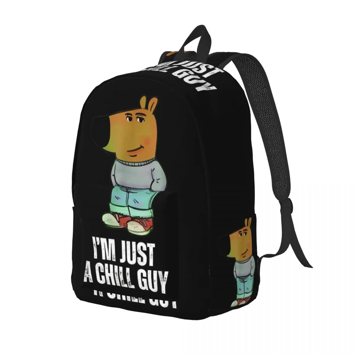 I'm Just A Chill Guy Funny Meme Casual Backpack Gift Student Work Cute Human Dog Daypack for Men Women College Canvas Bags