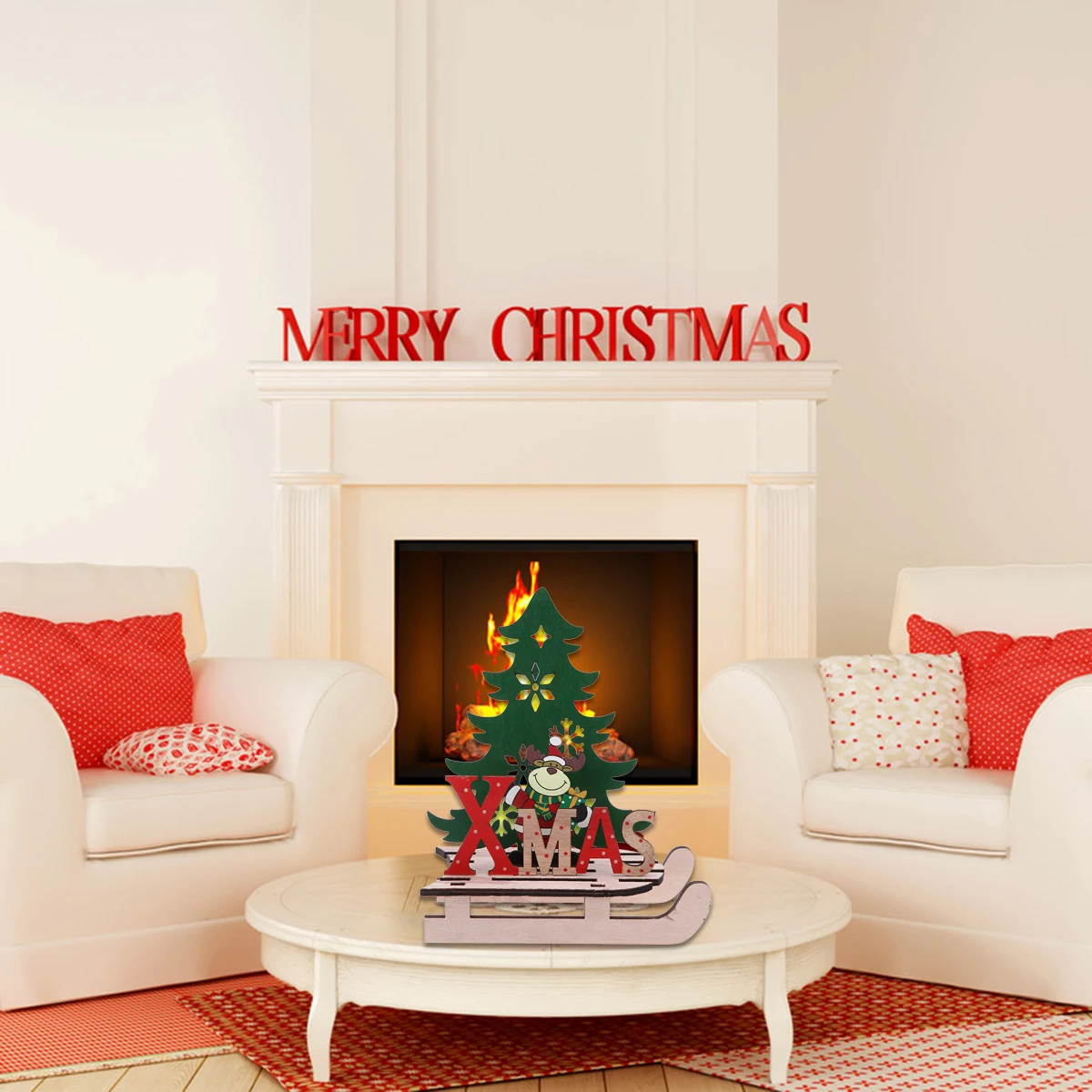 

Wooden Christmas Sledge DIY Ornament Large Deer Christmas Table Decor Desktop Decor Home Office Store Xmas Xmas Desktop Ornament