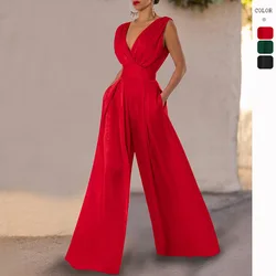 2024 Summer Fashion Women's Commuting Style Temperament Women's Jumpsuit Slim Fit Loose Jumpsuit Straight Leg Wide Leg Pants