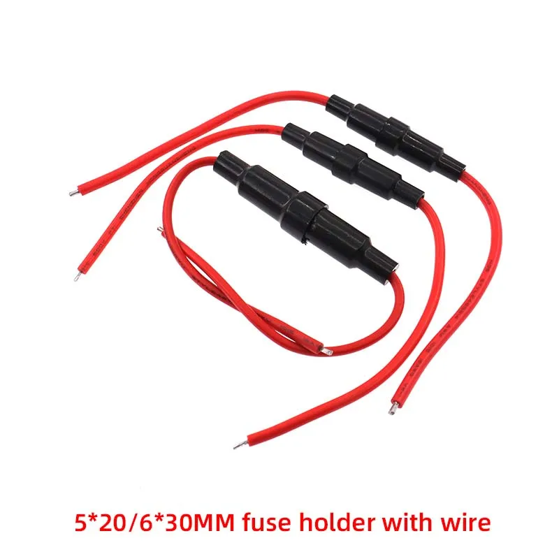 5PCS Fuse tube holder 5*20/6x30MM wired fuse sleeve 22AWG 20AWG 18AWG 16AWG