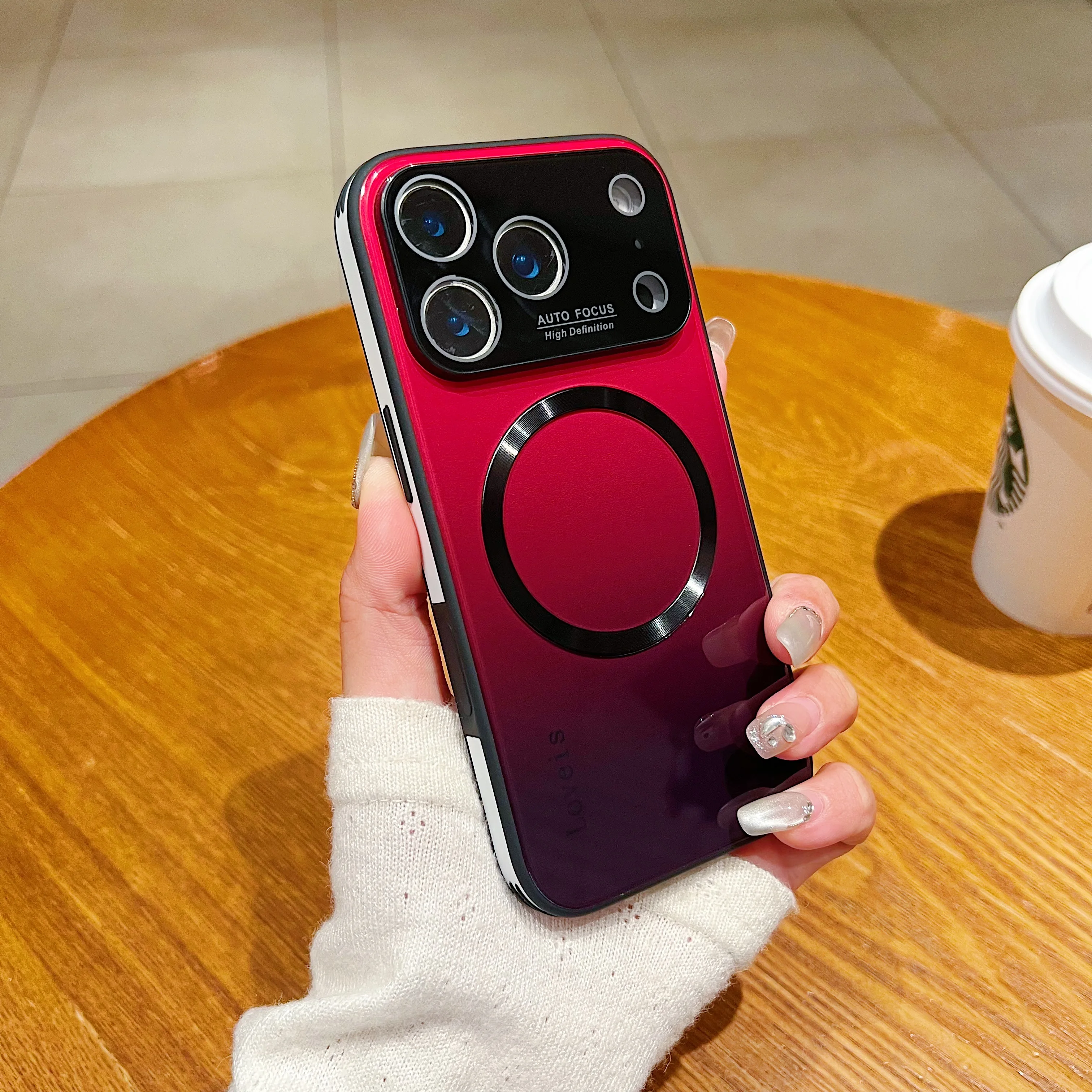 Luxury Large Window For Magsafe Phone Case For iPhone 18 17 16 15 14 13 12 Pro Max Plus Magnetic Gradient Streaming Phone Cover