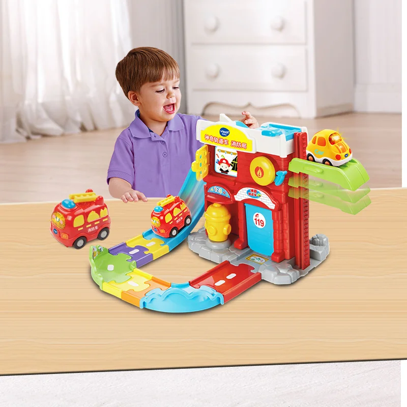 Magical Track Fire Station Car Track Elevator Splicing Puzzle Speaking Singing