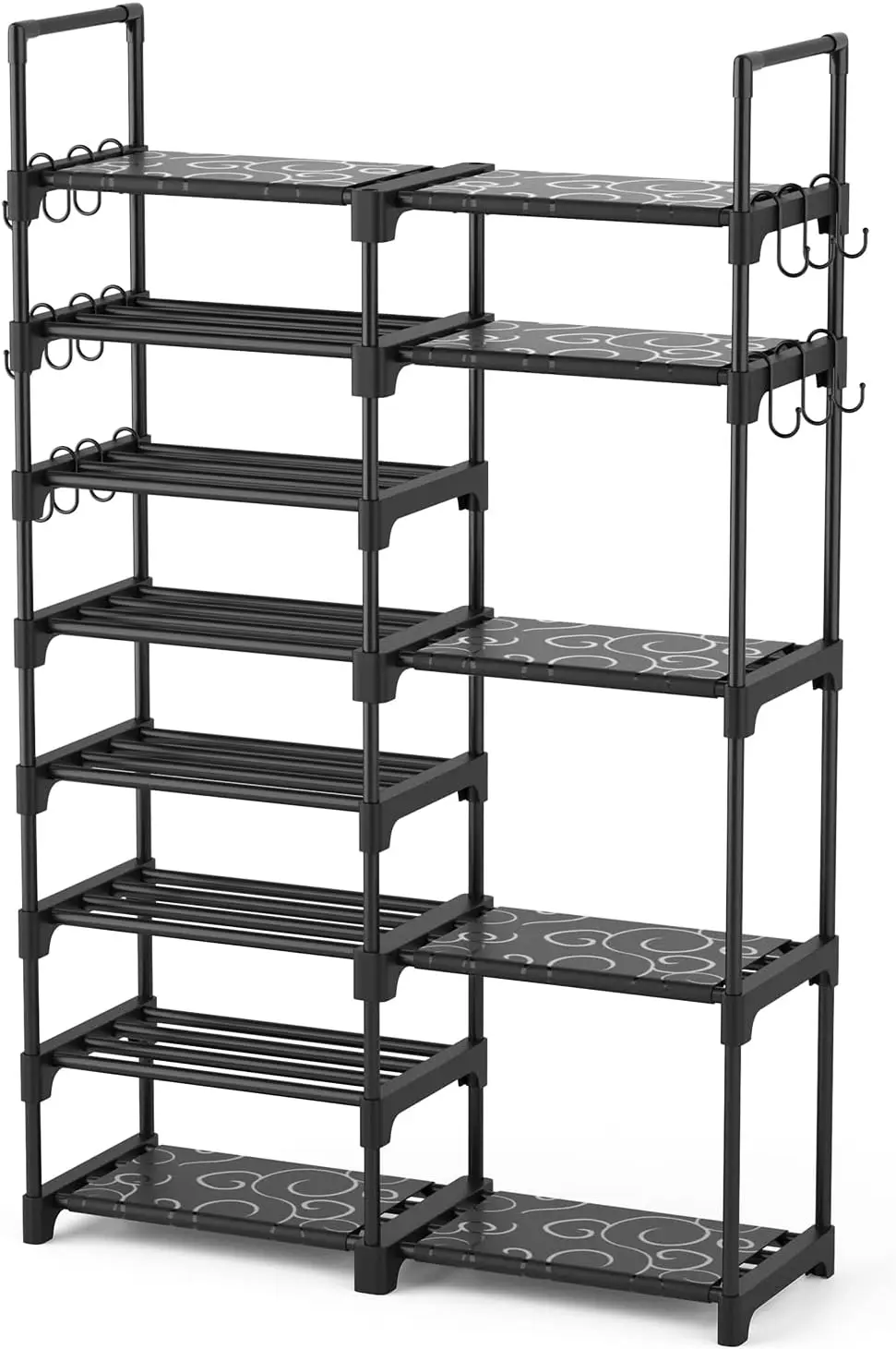 

Shoe Rack Organizer, 8-Tier Metal Shoe Rack for Closet Entryway Garage, 26-32 Pairs Tall Shoe Boot Storage Shelf with 15
