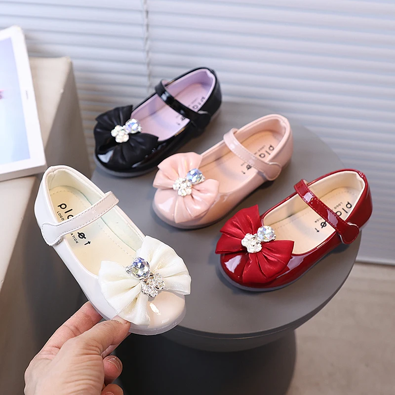 

Girls Princess Shoes Round Toes Fashion Kids Leather Shoes Soft Sole Non-slip 2025 Autumn New Children Dance Shoes Elegant Sweet