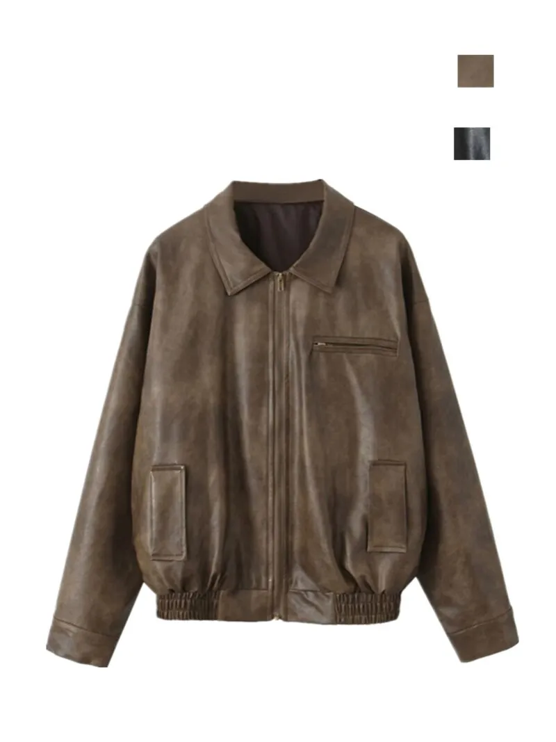 Kurtka motocyklowa vintage damska w kolorze kawowego brązu, styl Hong Kong, nowy model na wiosnę i jesień, moda uliczna, płaszcz ort.