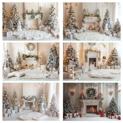 Mocsicka Winter Christmas Photography Background Gorgeous Mantel Decoration Holiday Party Family Portrait Photo Backdrops Studio