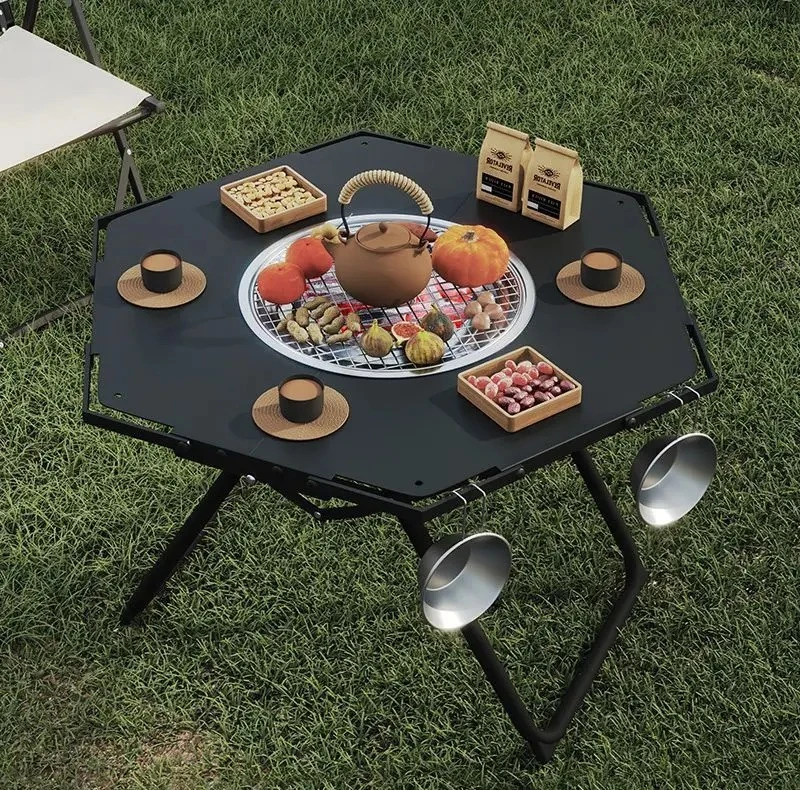 Teppanyaki Grill Table - Çok fonksiyonlu ateş çukuru katlanır masa