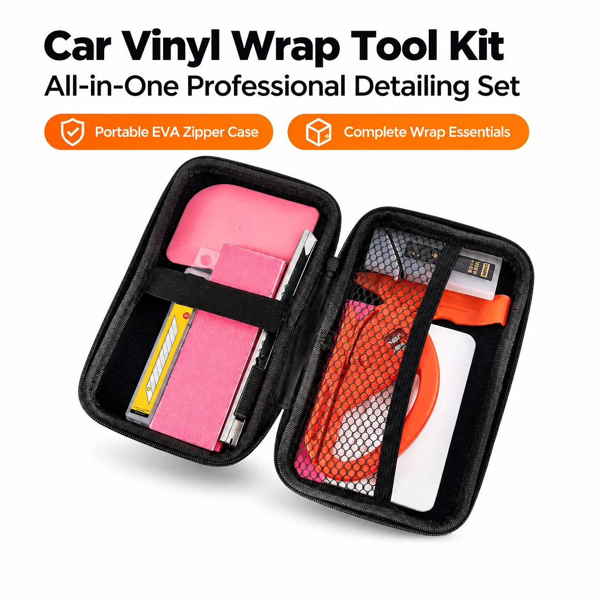 9Pcs Car Vinyl Wrap Install Tool Set Storage Box PPF Squeegee Replacement Blades Paint Protection Film Anti Scratch Accessories