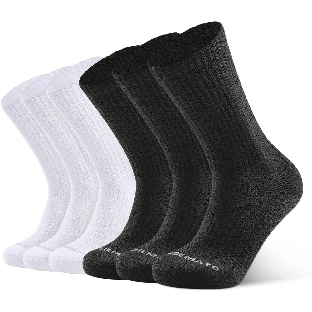 

Men's Moisture-Wicking Cushioned Crew Socks 6 Pairs For Sports