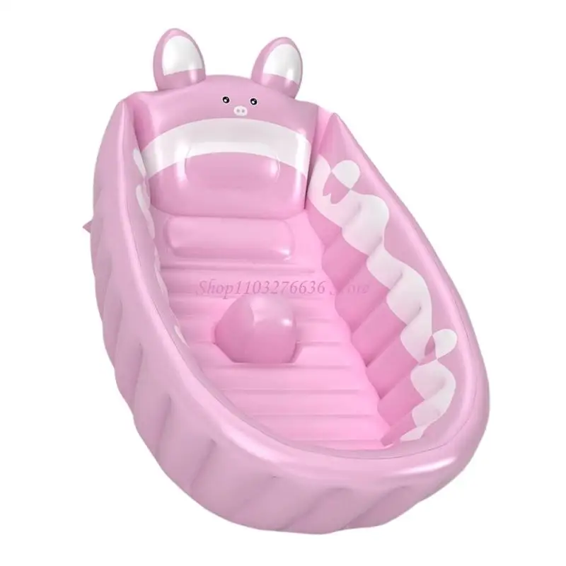 R6FD Faltbare Badewanne, Babybadewanne, Cartoon-Tiermuster, aufblasbare Badewanne für Kinder, zum Aufblasen, empfohlen für 0–6 – Detail 9