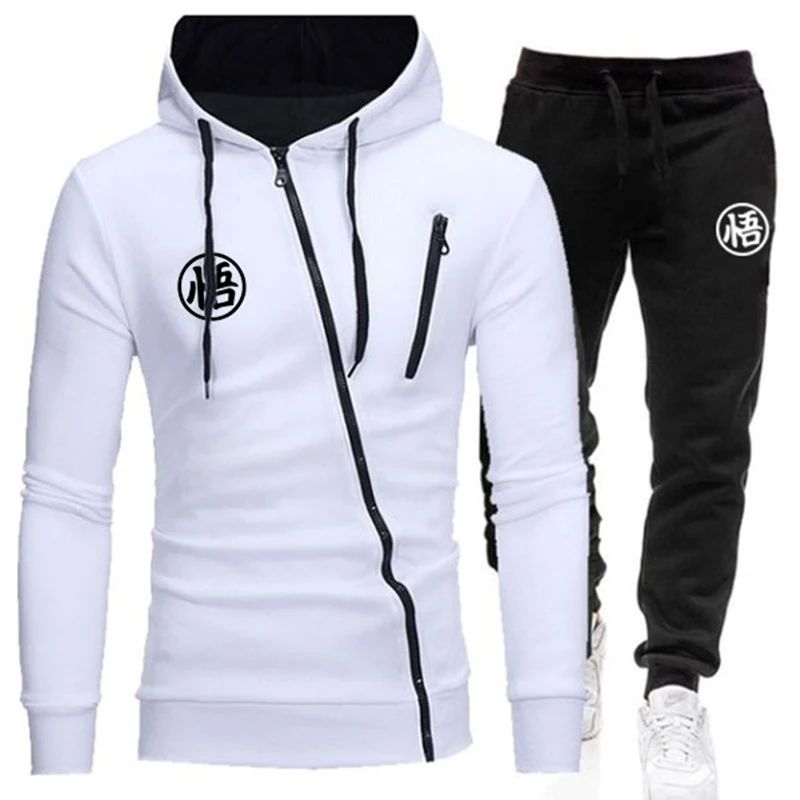 Conjunto de fatos de treino com capuz masculino, jaqueta com zíper, calça de jogging, moletom esportivo, roupas casuais, outono, inverno, novo