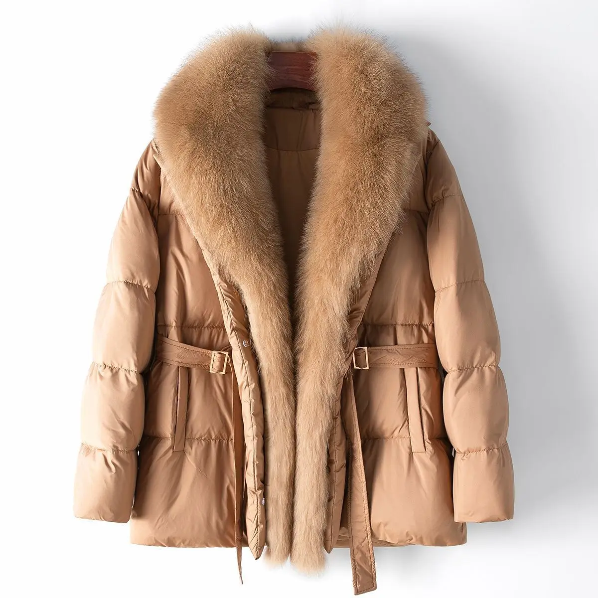 

2024 Spring and Autumn new item, big fox fur collar, high-end white goose down jacket, women's warm