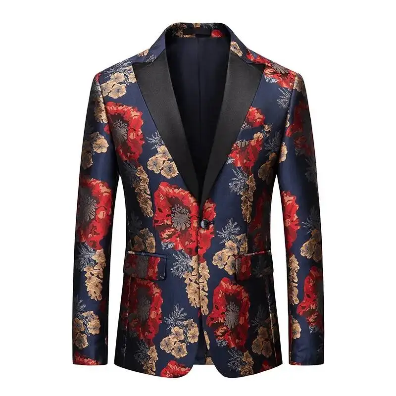 

12 Styles Gentleman Blazers Men Jacquard Printed Slim Fit Suit Jacket Formal Prom Party Stage Costume Man Tuxedo Plus Size 6XL-M
