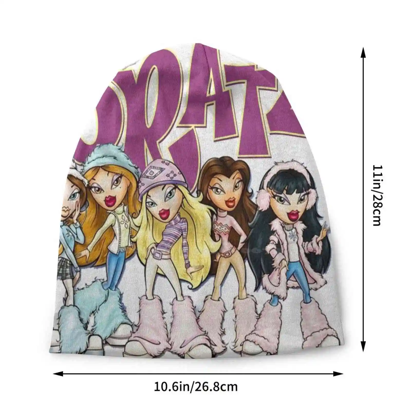 Bratz Unisex Thin Knitted Beanie 51D Diy Hats Yasmin Jade Cloe Sasha Brats Dolls Y2K 90S 2000S Vintage Aesthetic Pink Purple