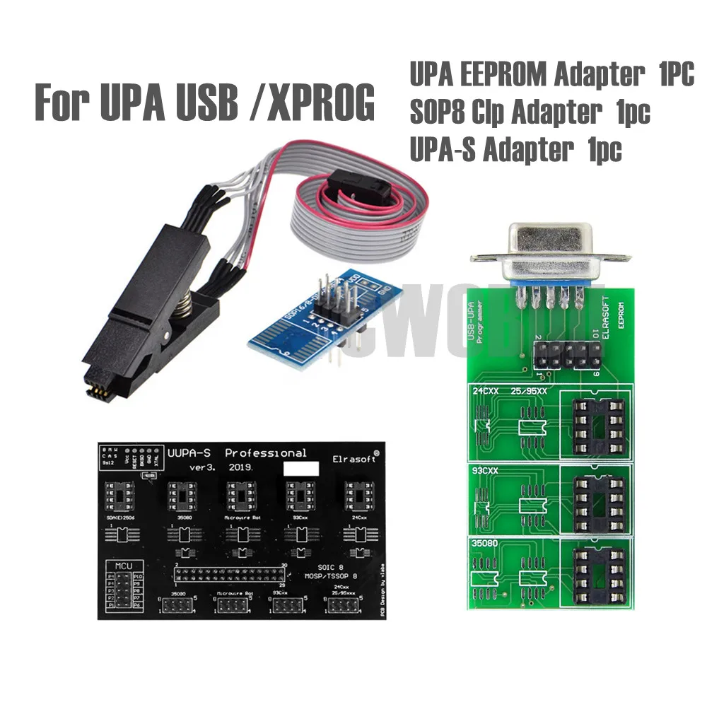 SOIC8 SOP8 Flash Chip IC Test Clips Socket UPA Adapter for BIOS 24C/25/93C/35080 for UPA USB XPROG ECU Programmer