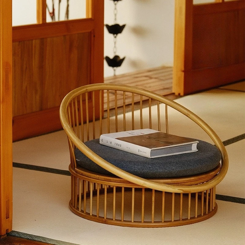 Minimalist Bamboo Tatami Chair Balcony Bay Window Backrest Seat Living Room Casual Low Stool Japanese