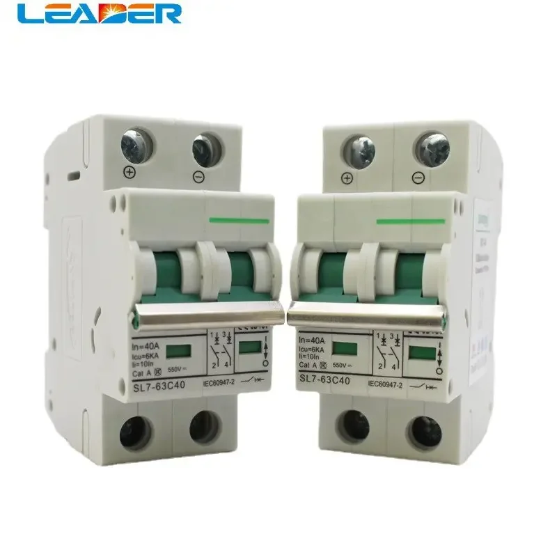 

LEADER SOLAR 50pcs 2 Pole 25A 32A 40A 50A 63A DC550V MCB DC Circuit Breaker Solar Energy Photovoltaic (pv) Solar Dc SwitchSolar