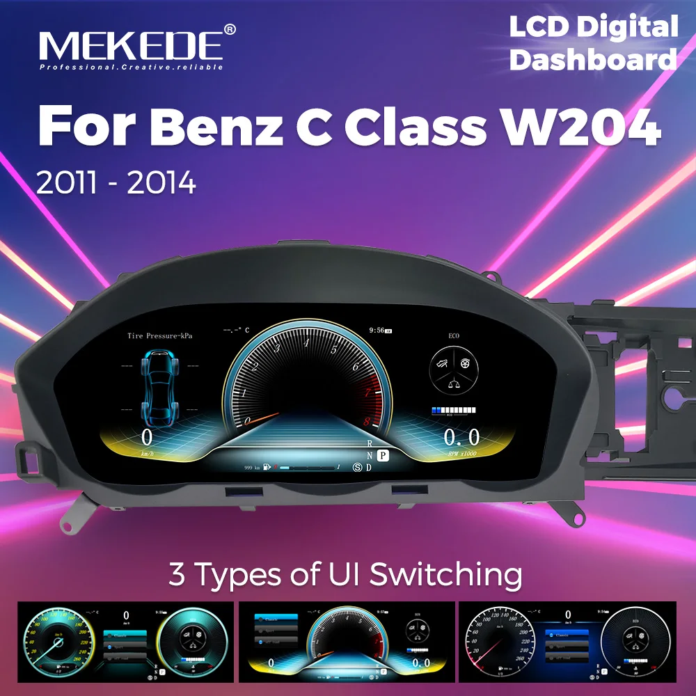 MEKEDE 12.3 Pollici 4 Core Tachimetro Digital Cluster LCD Cruscotto Per Benz Classe C W204 2011-2014 LHD LINUX Sistema