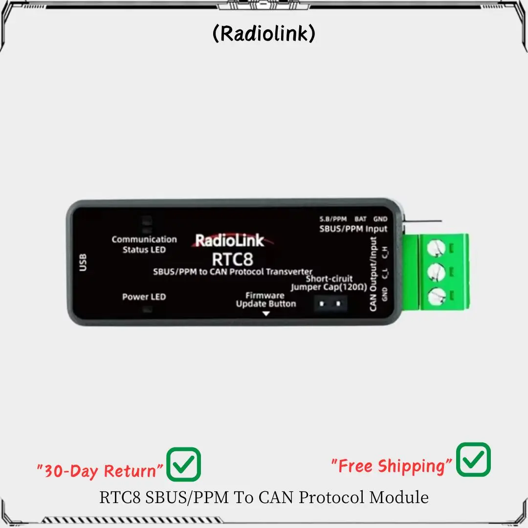 

Radiolink RTC8 SBUS/PPM to CAN Модуль протокола с двойным входом сигнала, настройка приложения для умных автомобилей DJI Gimbal