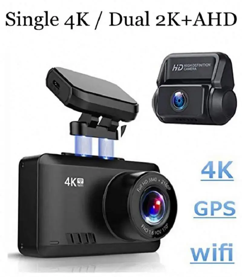 Câmera do traço do carro com noite e G-sensor, 170 °, 2,45 '', 4K, 2160P, WiFi, GPS