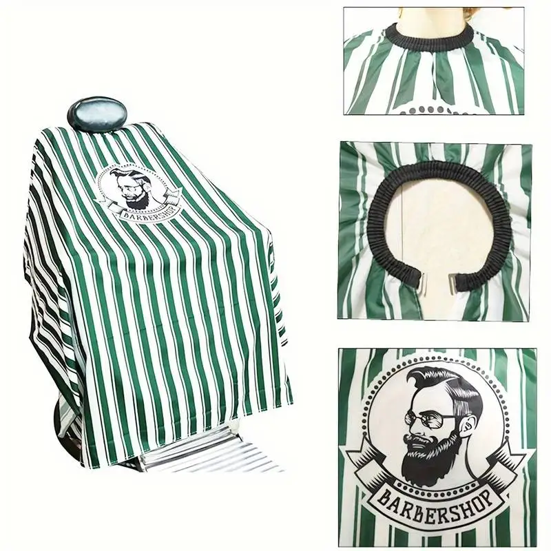 Professional Hairdressing Cape Green Striped Hair Cutting Apron for Men and Women Non-Stick Anti-static Haircut Aprons C0030A
