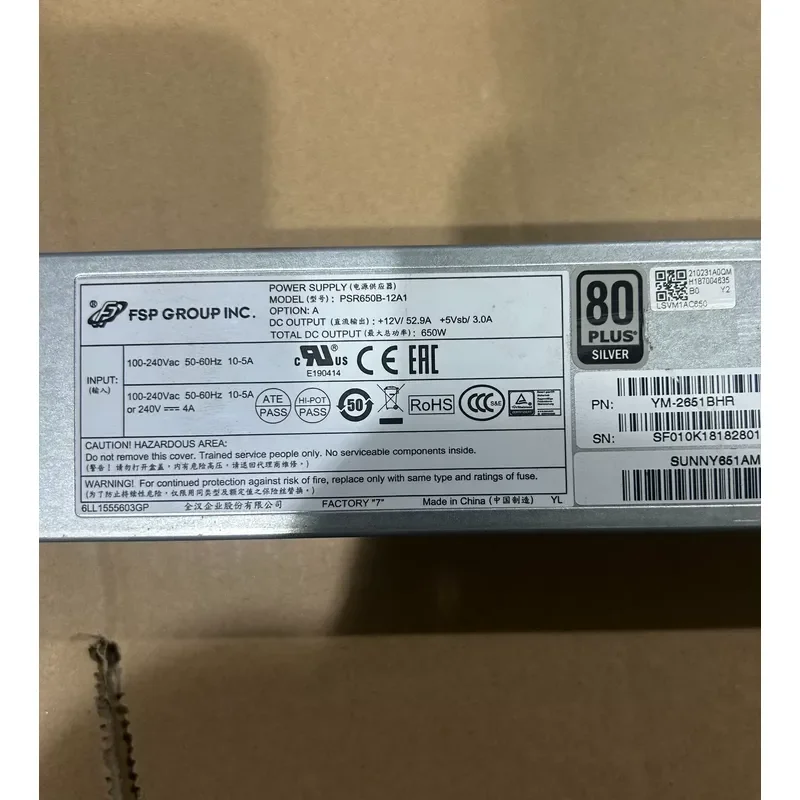 for Quanhan PSR650B-12A1 Server Power Module 650W