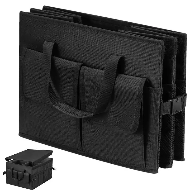 

Органайзер для багажника автомобиля, вместительный органайзер для хранения груза в багажнике из ткани Оксфорд, закрепляющие ремни, противоскользящее дно, для продуктов