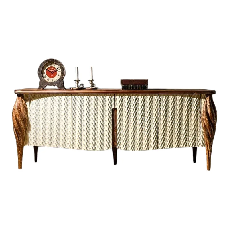 Italian-style light luxury sideboard for living room storage and decoration, vintage style home design, solid wood entryway