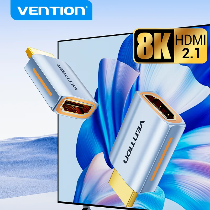 Vention HDMI-Compatible Coupler 8K 60Hz Male to Female Extension Cable Connector for PS5 Roku Stick Monitor HD 2.1 Connector 8K
